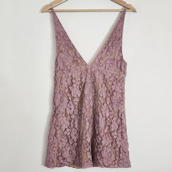 EUC Free People Dangerous Love Sleeveless Lace Mini Dress Wisteria Size 4 - Picture 9 of 16